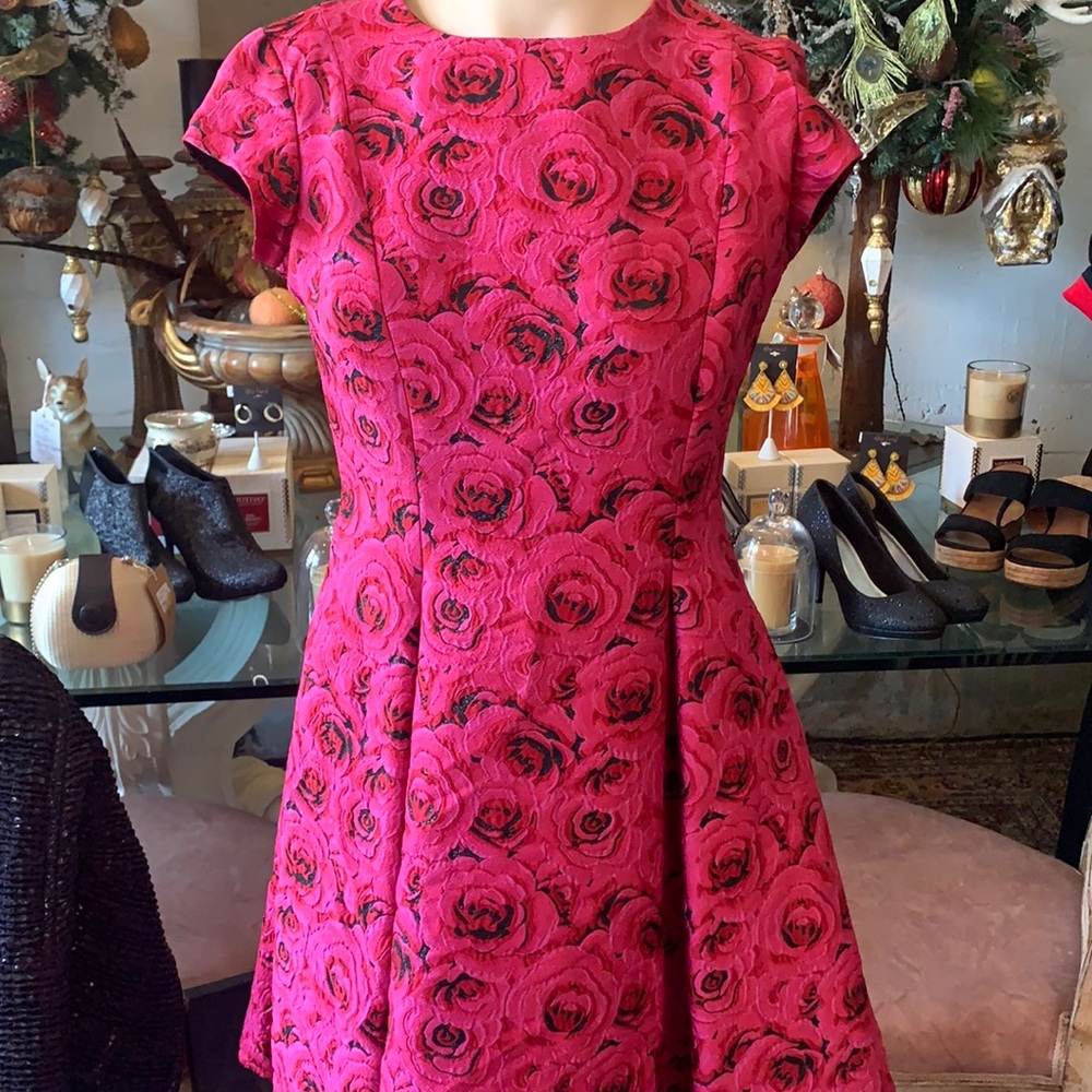 Beautiful Taylor dress size 4 with hot pink roses